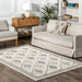 Alba Trellis Pattern Wool Area Rug 140x200 cm Ivory