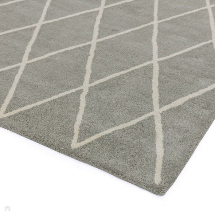 Albany Diamond Modern Geometric Hand-Woven Wool Grey Silver/Cream Rug