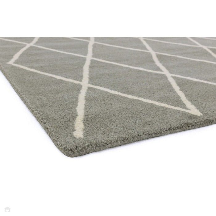 Albany Diamond Modern Geometric Hand-Woven Wool Grey Silver/Cream Rug