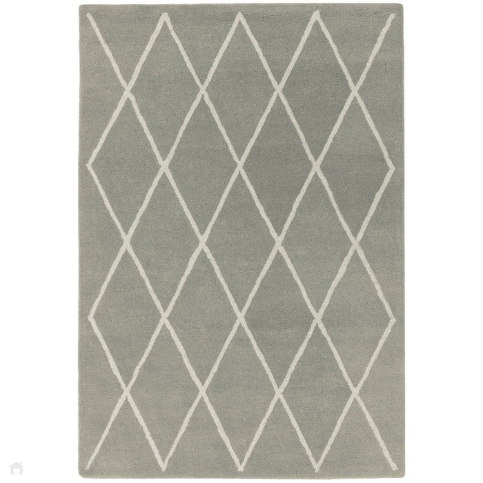 Albany Diamond Modern Geometric Hand-Woven Wool Grey Silver/Cream Rug