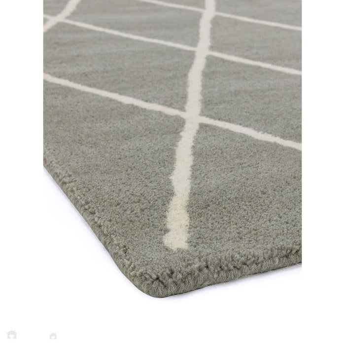 Albany Diamond Modern Geometric Hand-Woven Wool Grey Silver/Cream Rug