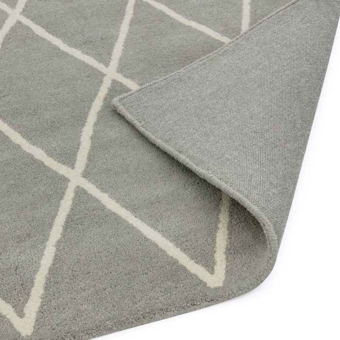 Albany Diamond Modern Geometric Hand-Woven Wool Grey Silver/Cream Rug