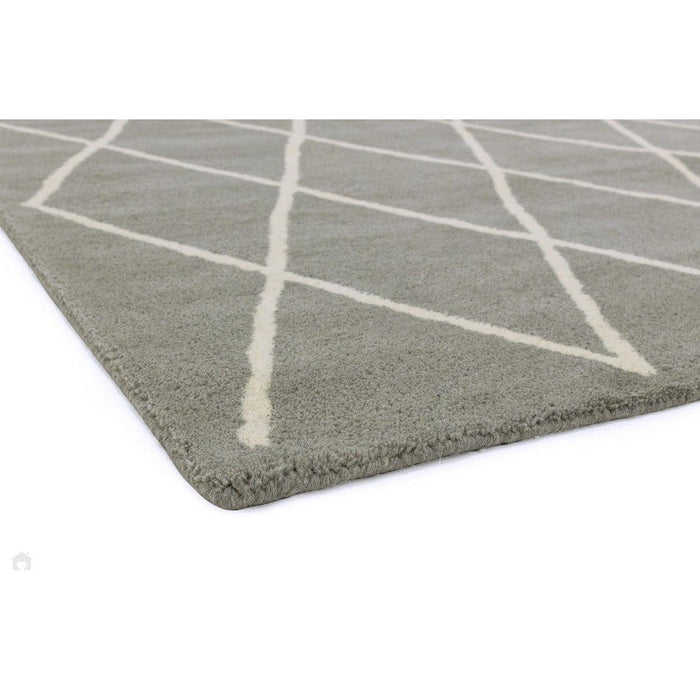 Albany Diamond Modern Geometric Hand-Woven Wool Grey Silver/Cream Rug