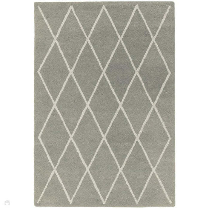 Albany Diamond Modern Geometric Hand-Woven Wool Grey Silver/Cream Rug