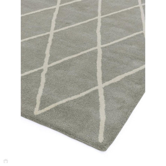 Albany Diamond Modern Geometric Hand-Woven Wool Grey Silver/Cream Rug