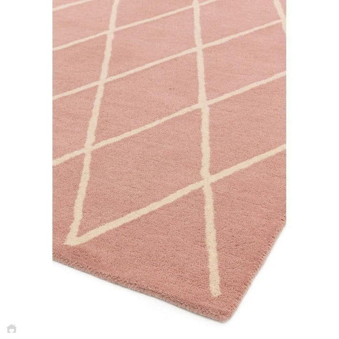 Albany Diamond Modern Geometric Hand-Woven Wool Light Dusty Pink/Cream Rug