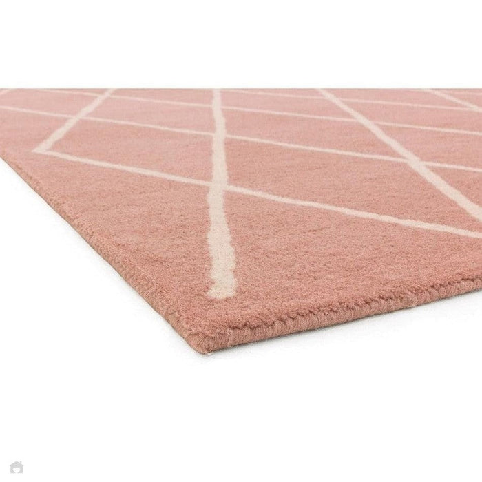 Albany Diamond Modern Geometric Hand-Woven Wool Light Dusty Pink/Cream Rug