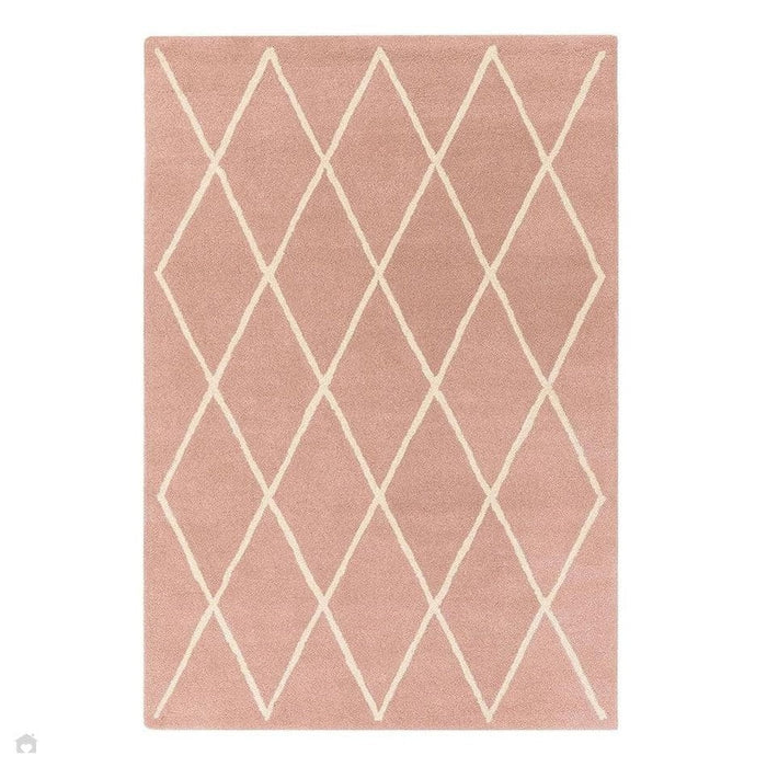 Albany Diamond Modern Geometric Hand-Woven Wool Light Dusty Pink/Cream Rug