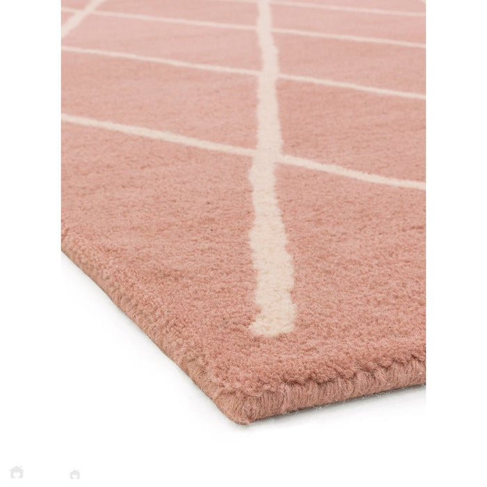 Albany Diamond Modern Geometric Hand-Woven Wool Light Dusty Pink/Cream Rug