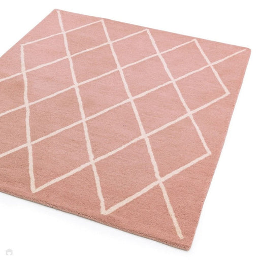 Albany Diamond Modern Geometric Hand-Woven Wool Light Dusty Pink/Cream Rug