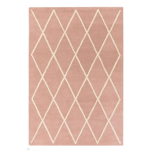 Albany Diamond Modern Geometric Hand-Woven Wool Light Dusty Pink/Cream Rug