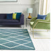 Albany Diamond Modern Geometric Hand-Woven Wool Teal/Cream Rug