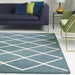 Albany Diamond Modern Geometric Hand-Woven Wool Teal/Cream Rug