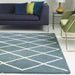 Albany Diamond Modern Geometric Hand-Woven Wool Teal/Cream Rug