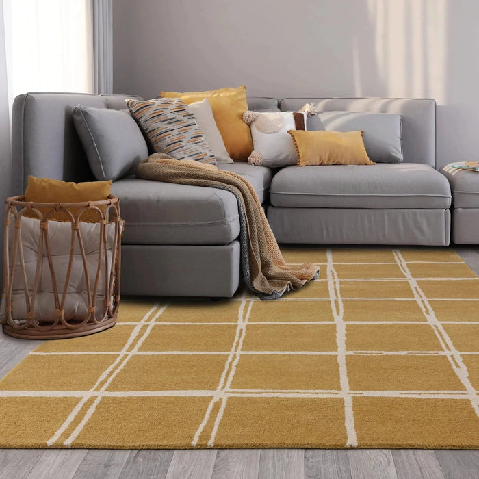 Albany Grid Gold Rug