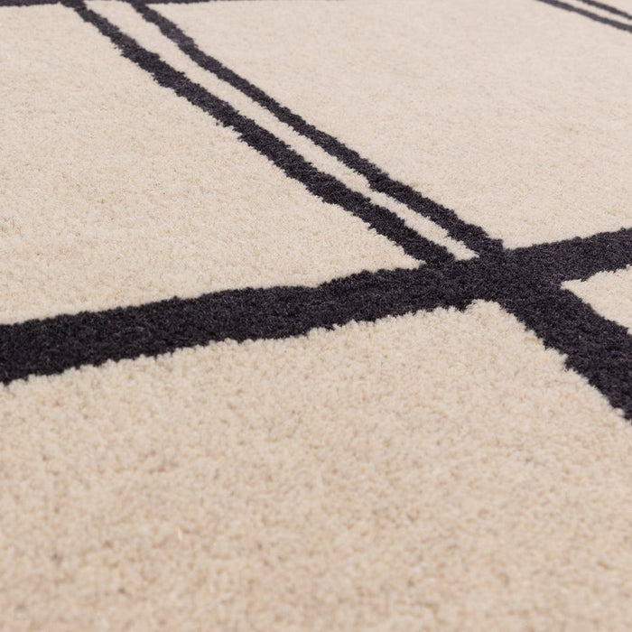 Albany Grid Modern Geometric Hand-Woven Wool Cream/Black Rug