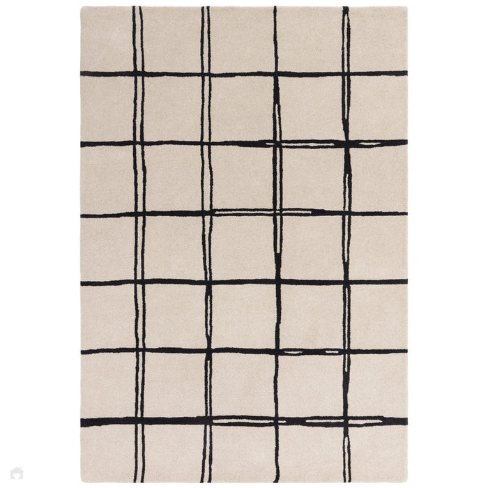 Albany Grid Modern Geometric Hand-Woven Wool Cream/Black Rug