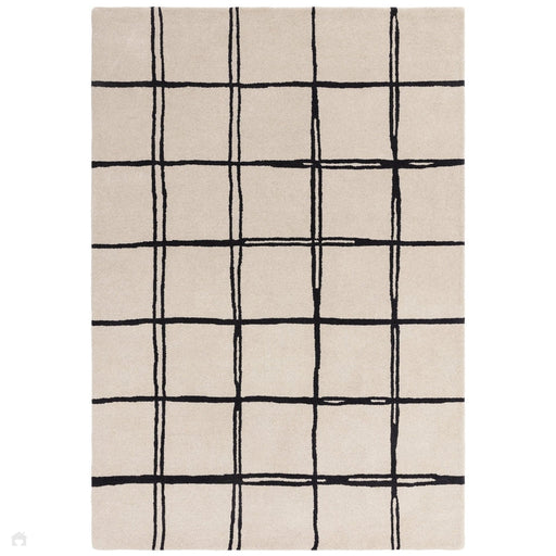 Albany Grid Modern Geometric Hand-Woven Wool Cream/Black Rug