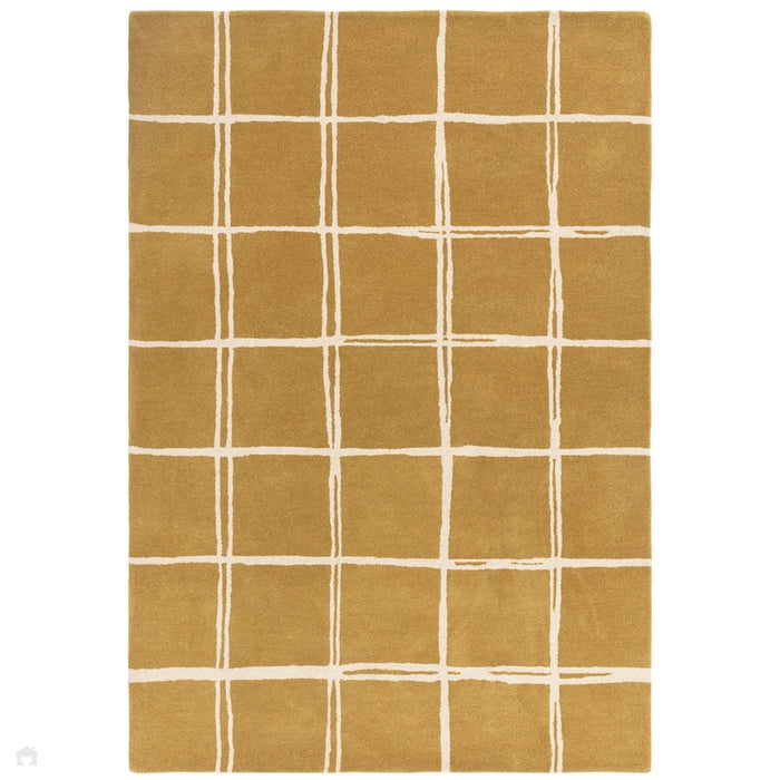 Albany Grid Modern Geometric Hand-Woven Wool Gold/Cream Rug