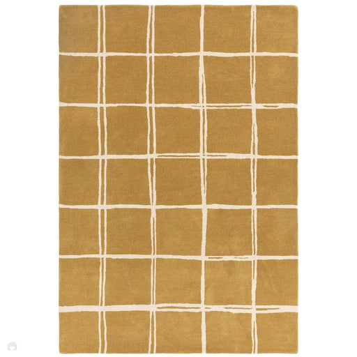 Albany Grid Modern Geometric Hand-Woven Wool Gold/Cream Rug