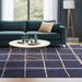 Albany Grid Modern Geometric Hand-Woven Wool Marine/Cream Rug