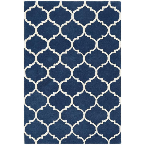 Albany Ogee Modern Geometric Hand-Woven Wool Blue Rug