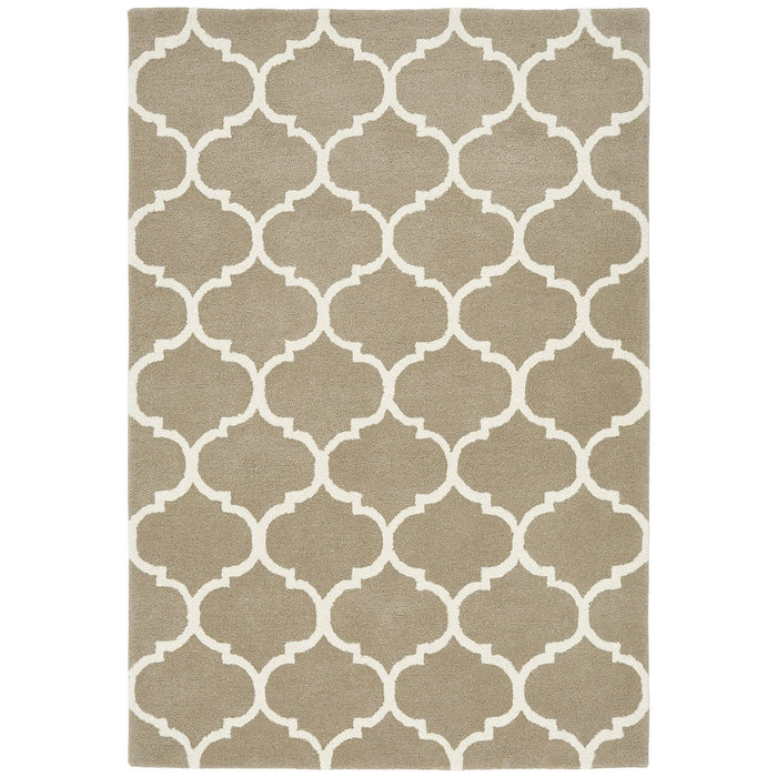 Albany Ogee Modern Geometric Hand-Woven Wool Camel Rug