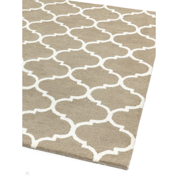 Albany Ogee Modern Geometric Hand-Woven Wool Camel Rug