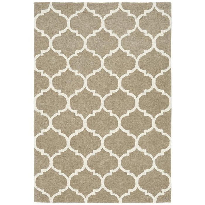 Albany Ogee Modern Geometric Hand-Woven Wool Camel Rug