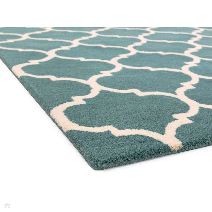 Albany Ogee Modern Geometric Hand-Woven Wool Duck Egg Rug