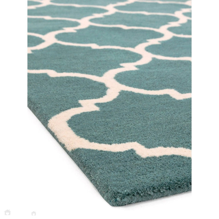 Albany Ogee Modern Geometric Hand-Woven Wool Duck Egg Rug