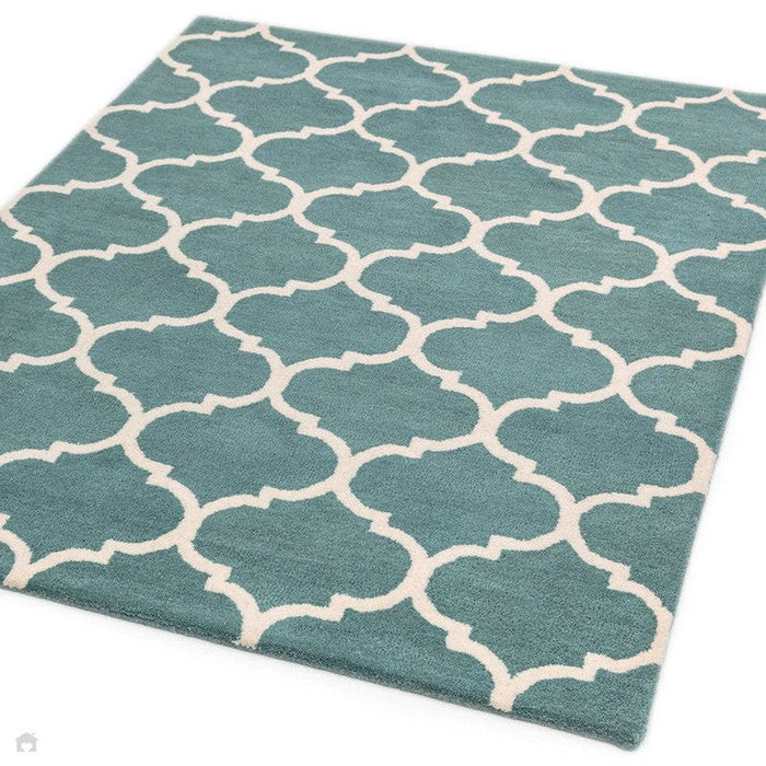 Albany Ogee Modern Geometric Hand-Woven Wool Duck Egg Rug