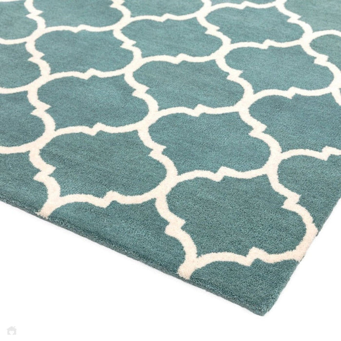 Albany Ogee Modern Geometric Hand-Woven Wool Duck Egg Rug