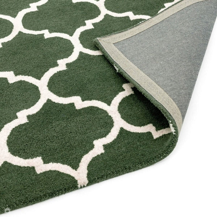 Albany Ogee Modern Geometric Hand-Woven Wool Green Rug