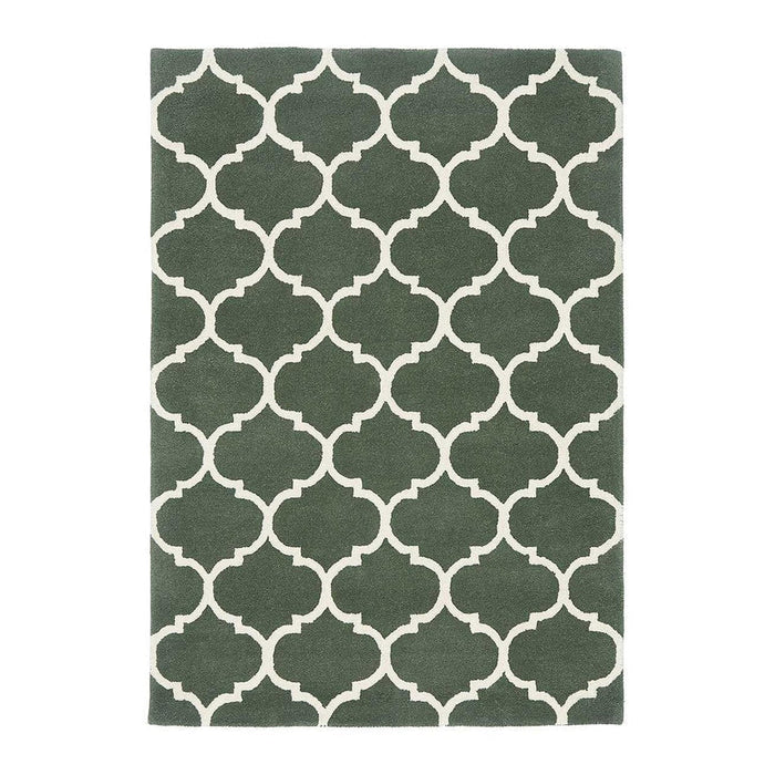 Albany Ogee Modern Geometric Hand-Woven Wool Green Rug