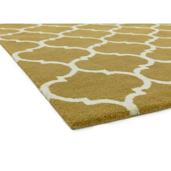 Albany Ogee Modern Geometric Hand-Woven Wool Ochre Rug