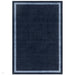 Albi Modern Plain Border Hand-Woven Textured Wool Low Flat Pile Navy Rug