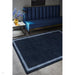 Albi Modern Plain Border Hand-Woven Textured Wool Low Flat Pile Navy Rug