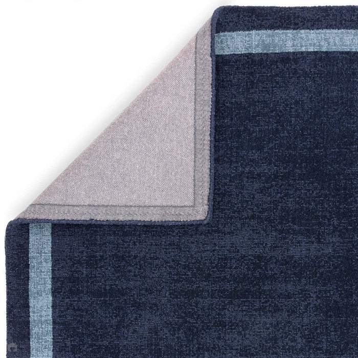 Albi Modern Plain Border Hand-Woven Textured Wool Low Flat Pile Navy Rug