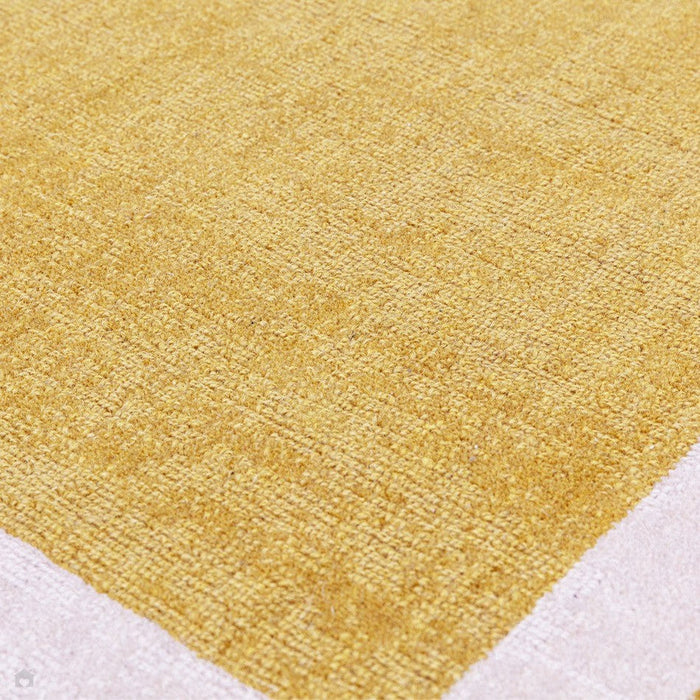 Albi Modern Plain Border Hand-Woven Textured Wool Low Flat Pile Ochre Rug