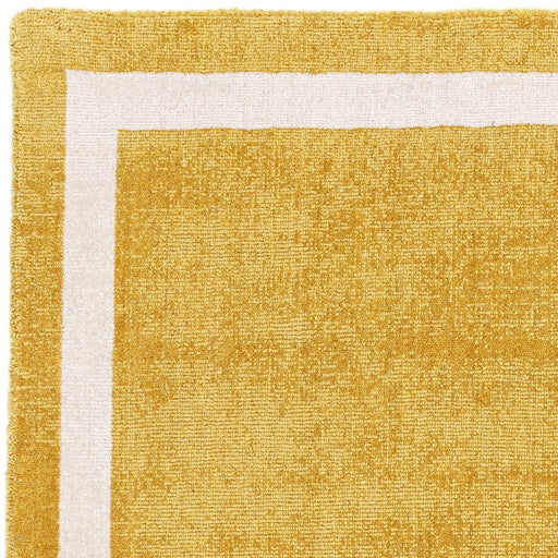 Albi Modern Plain Border Hand-Woven Textured Wool Low Flat Pile Ochre Yellow Runner