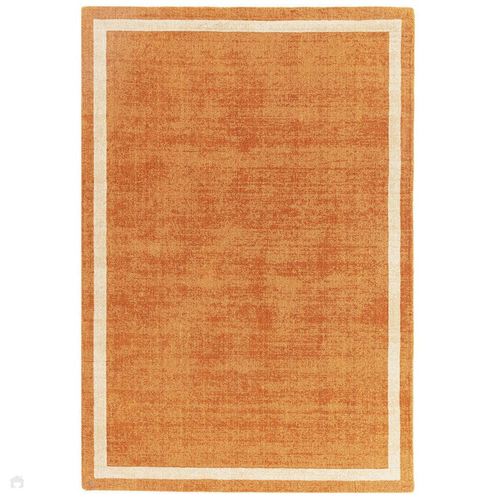 Albi Modern Plain Border Hand-Woven Textured Wool Low Flat Pile Orange Rug