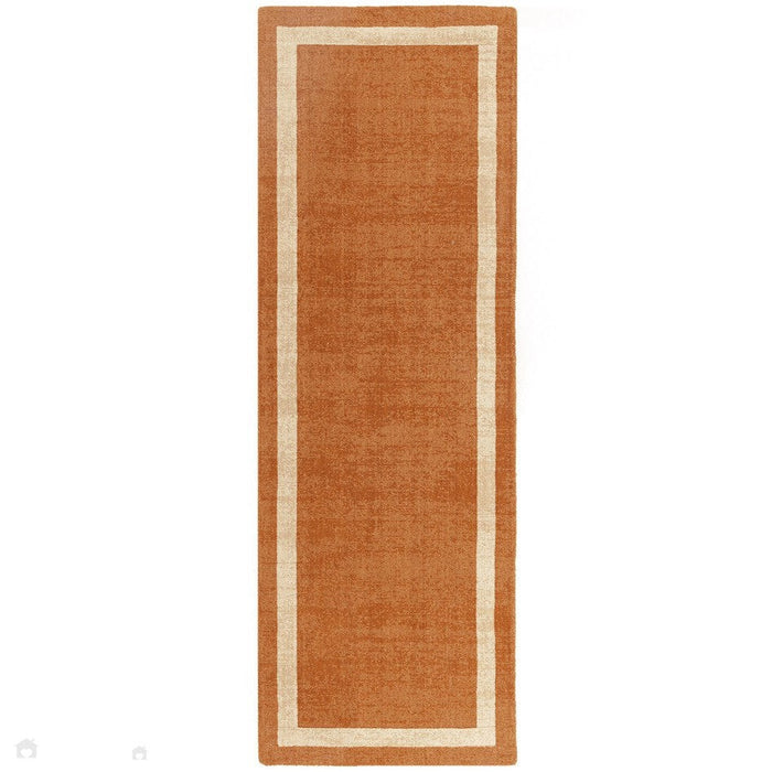 Albi Modern Plain Border Hand-Woven Textured Wool Low Flat Pile Orange Rug