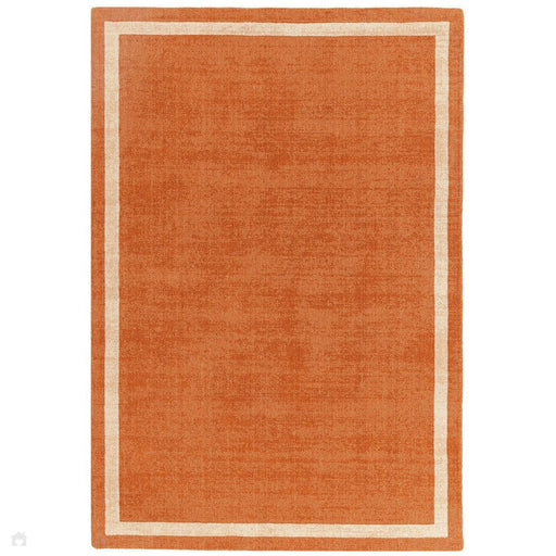 Albi Modern Plain Border Hand-Woven Textured Wool Low Flat Pile Orange Rug