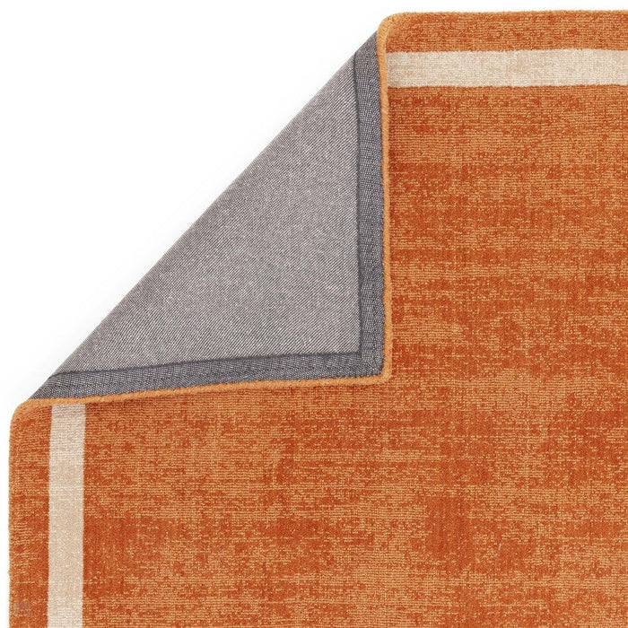 Albi Modern Plain Border Handvävd texturerad ull Låg platt lugg Orange löpare