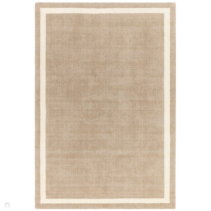 Albi Modern Plain Border Hand-Woven Textured Wool Low Flat Pile Sand Rug