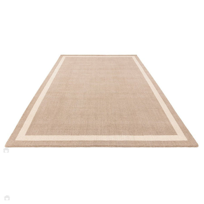 Albi Modern Plain Border Hand-Woven Textured Wool Low Flat Pile Sand Rug