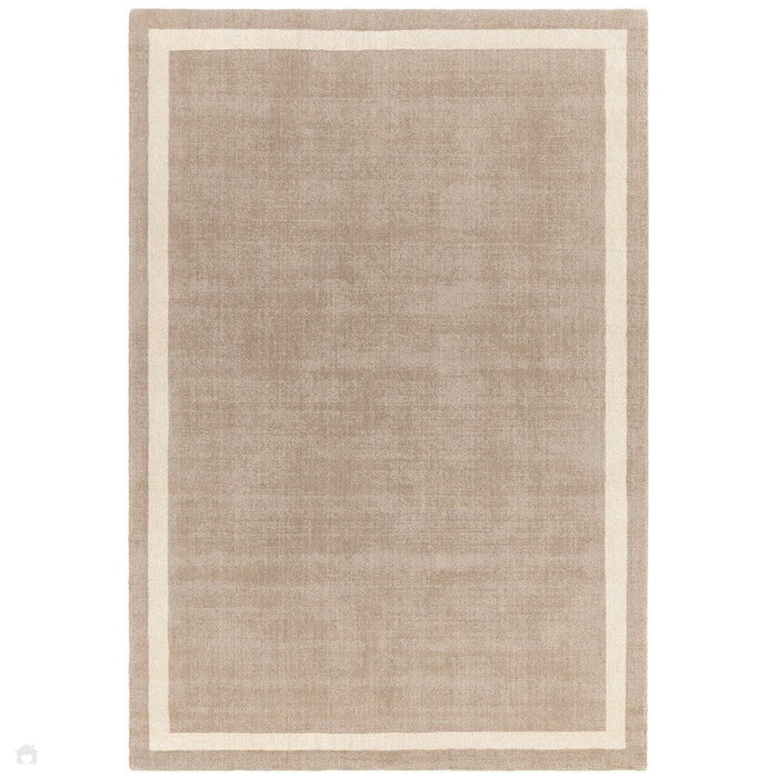 Albi Modern Plain Border Hand-Woven Textured Wool Low Flat Pile Sand Rug