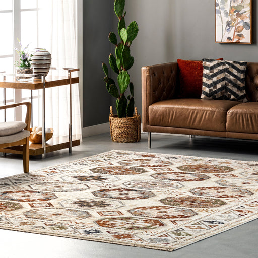 Aleena Persian Fringed Area Rug in Beige 160x230 cm