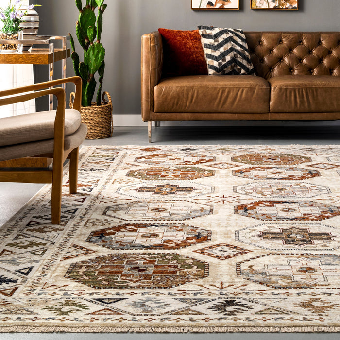 Aleena Persian Fringed Area Rug in Beige 160x230 cm